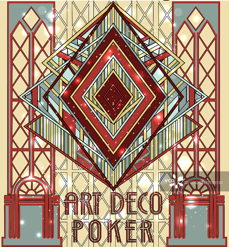 装饰艺术风格的钻石A扑克 playing card图片素材