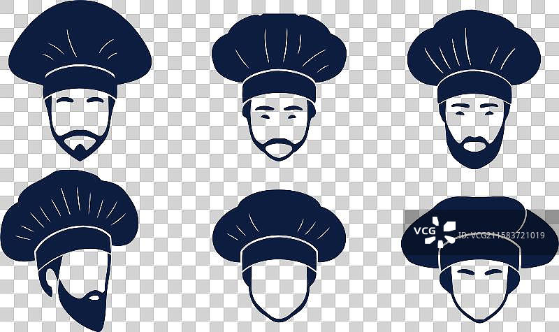 厨师帽和厨房工具的剪影图片素材