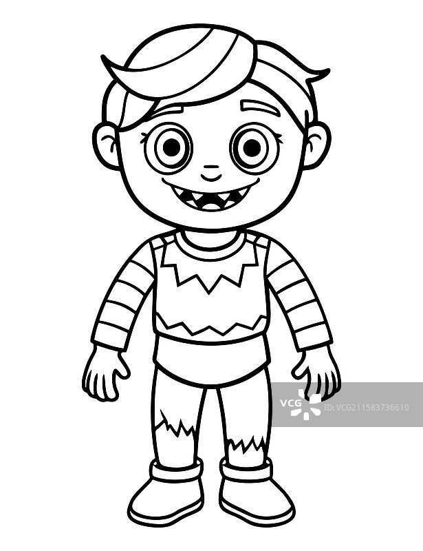 儿童僵尸末日涂色页图片素材