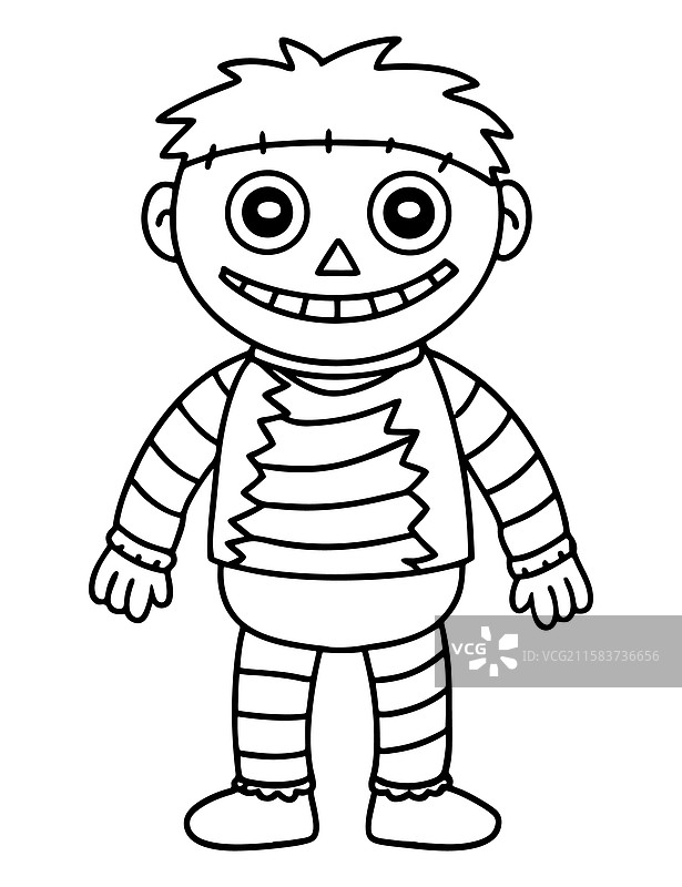 儿童僵尸末日涂色页图片素材