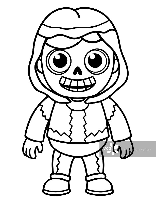 儿童僵尸末日涂色页图片素材