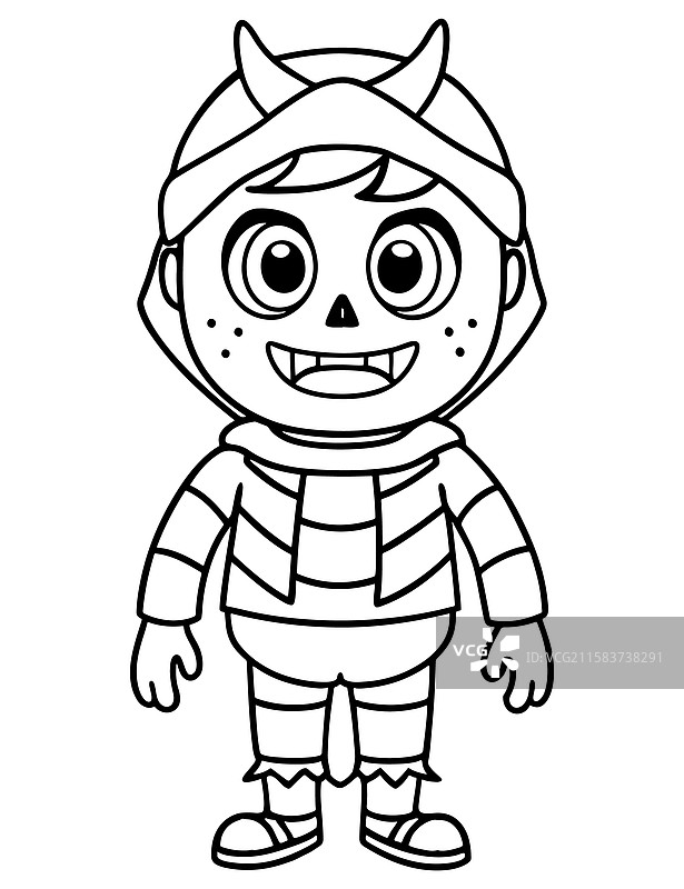 儿童僵尸末日涂色页图片素材