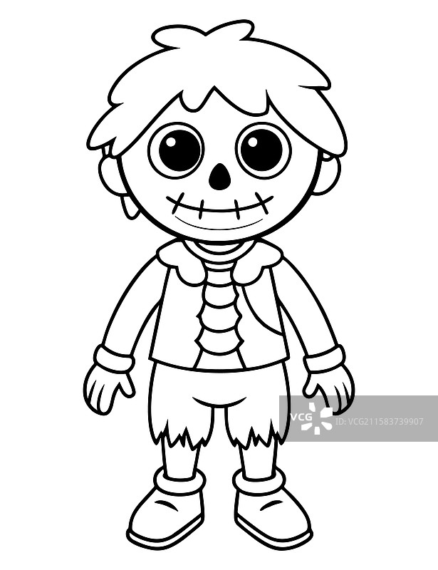 儿童僵尸末日涂色页图片素材