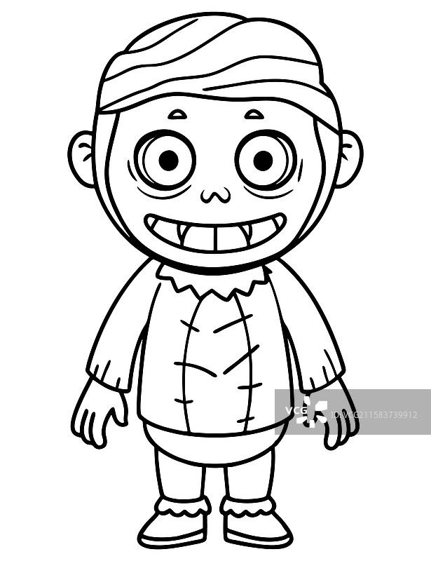 儿童僵尸末日涂色页图片素材