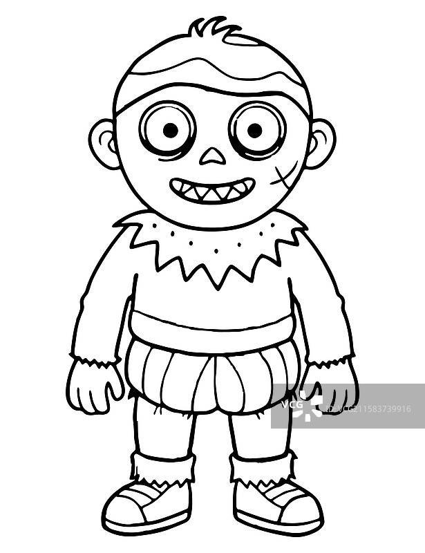 儿童僵尸末日涂色页图片素材