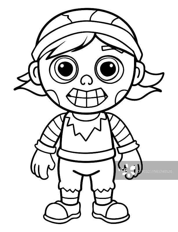 儿童僵尸末日涂色页图片素材