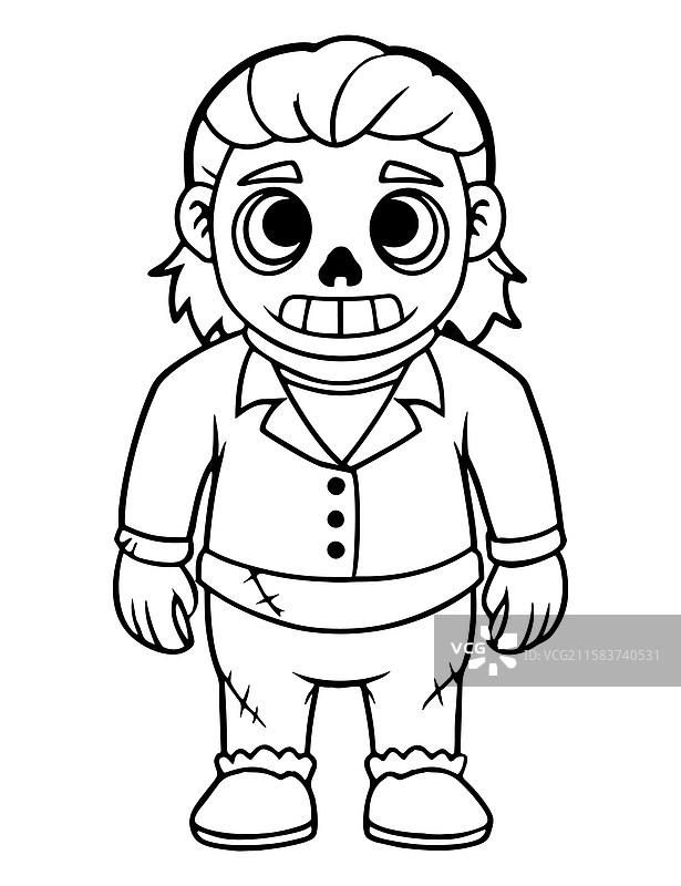 儿童僵尸末日涂色页图片素材