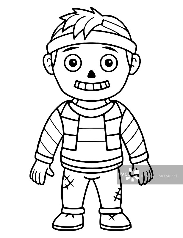 儿童僵尸末日涂色页图片素材