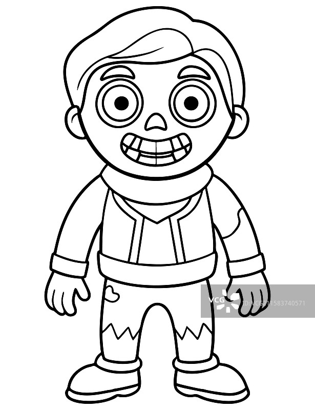 儿童僵尸末日涂色页图片素材