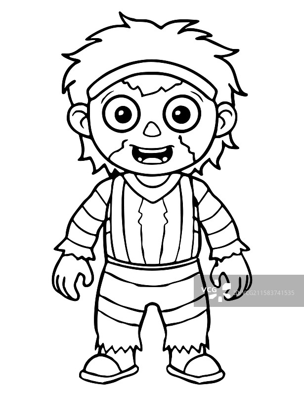 儿童僵尸末日涂色页图片素材