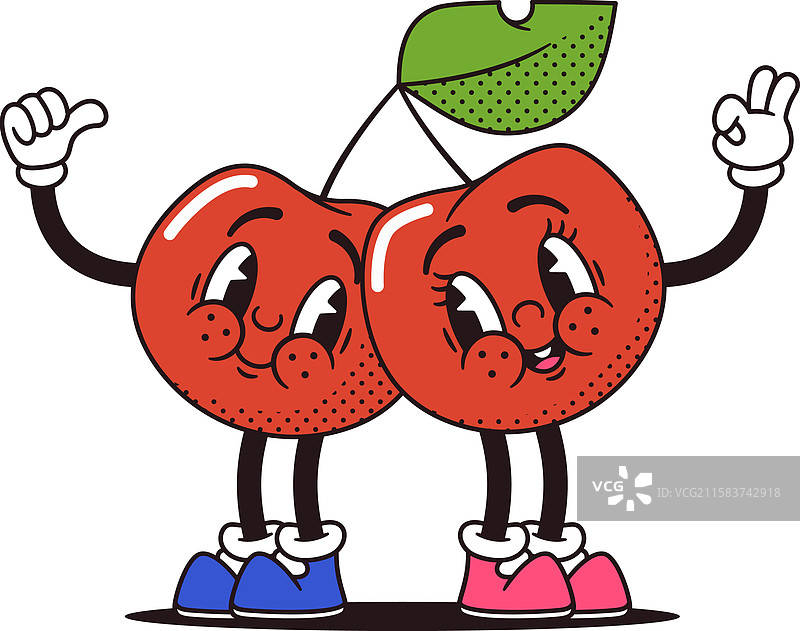 复古卡通樱桃水果图片素材