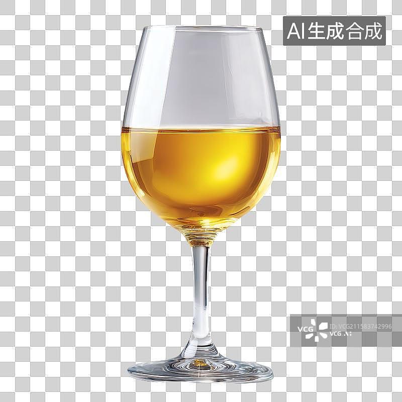 【AI数字艺术】一杯装有淡黄色液体的白葡萄酒杯图片素材