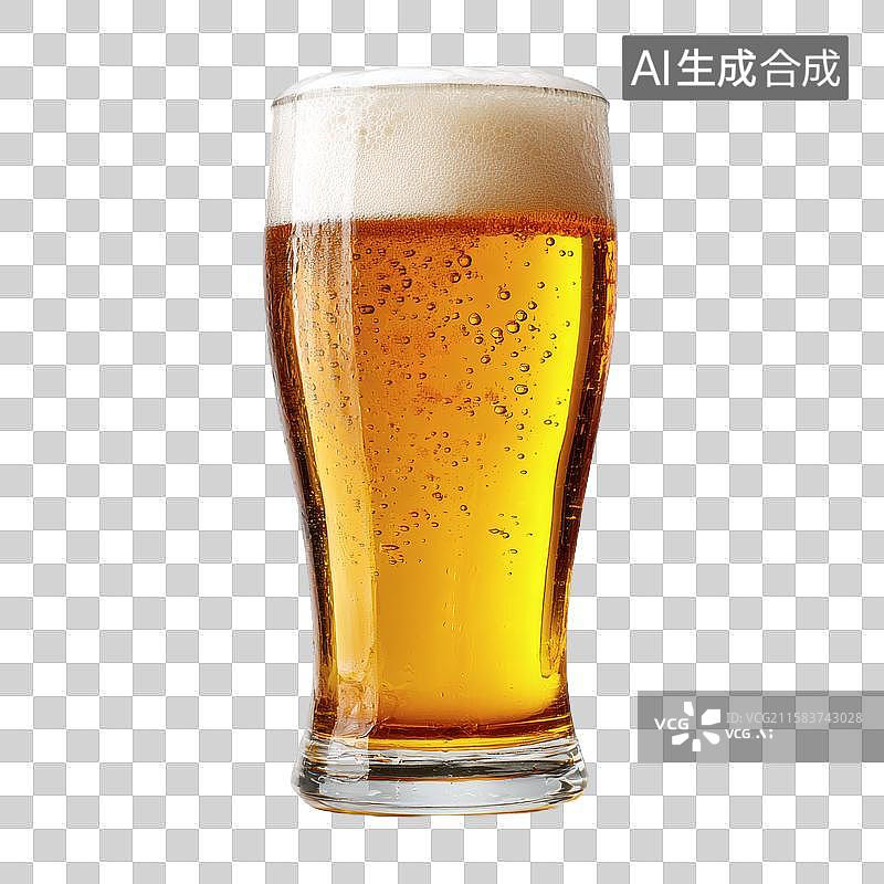【AI数字艺术】一杯冒着泡沫的琥珀色啤酒图片素材