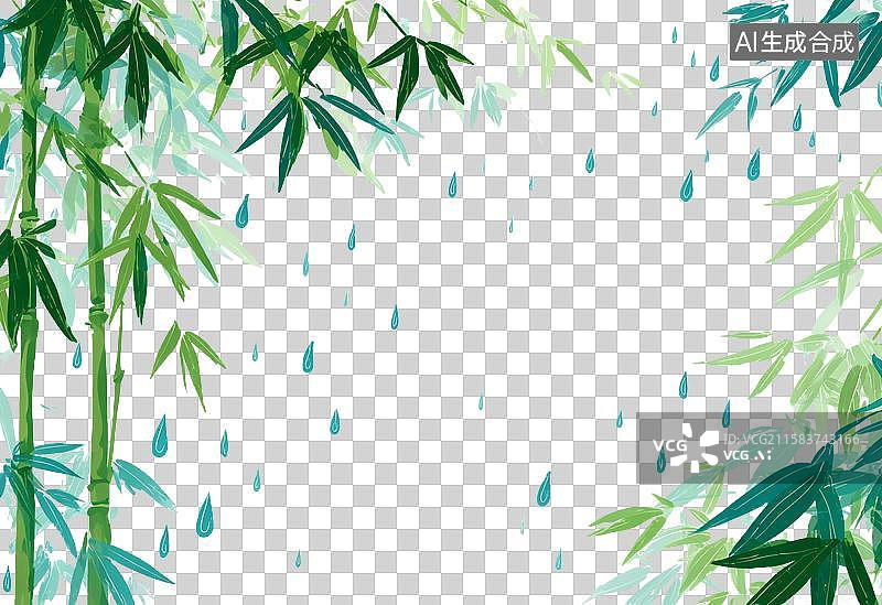 【AI数字艺术】雨中翠竹背景图图片素材