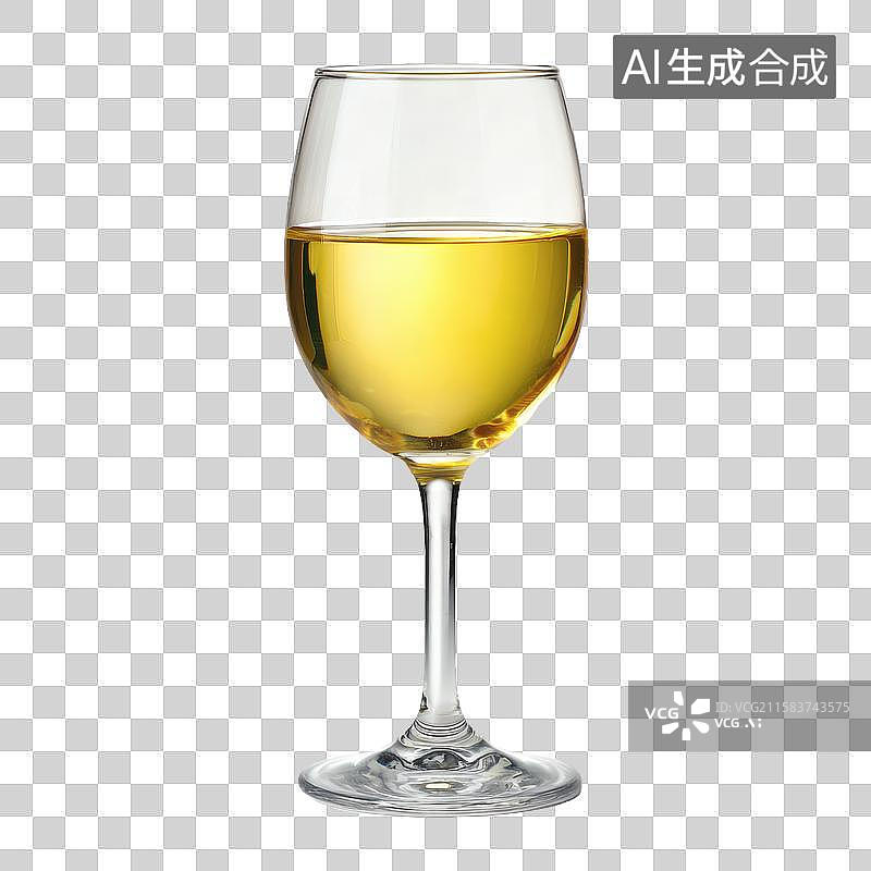 【AI数字艺术】一杯装有淡黄色液体的白葡萄酒杯图片素材