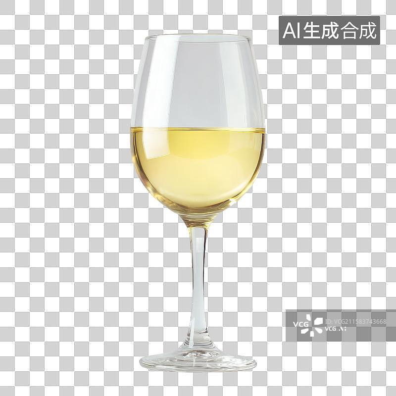 【AI数字艺术】一杯装有淡黄色液体的白葡萄酒杯图片素材