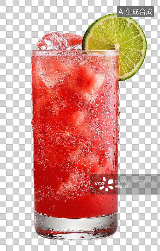 【AI数字艺术】夏日西瓜青柠气泡饮品图片素材