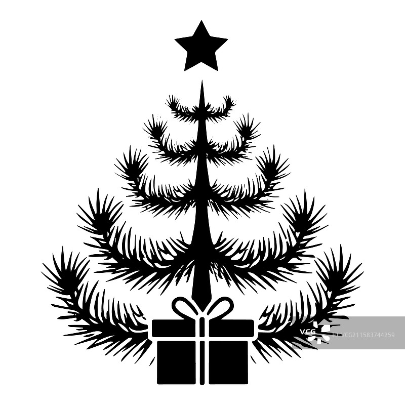 简单的圣诞树与礼物图片素材