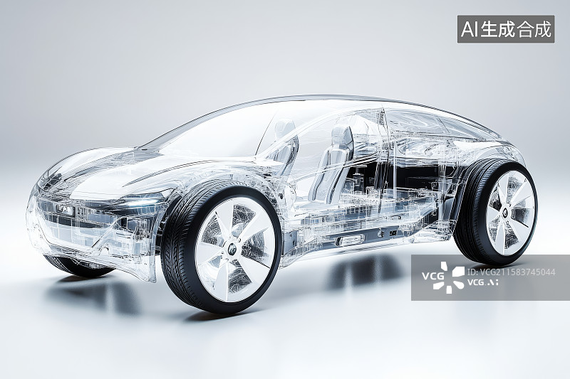 【AI数字艺术】透明概念车模型展示图片素材