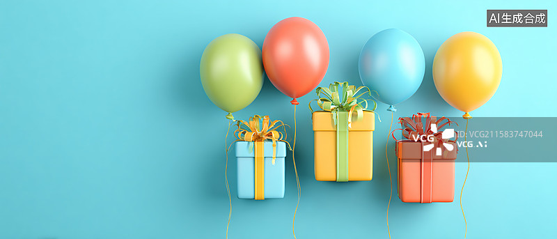 【AI数字艺术】气球与礼物图片素材