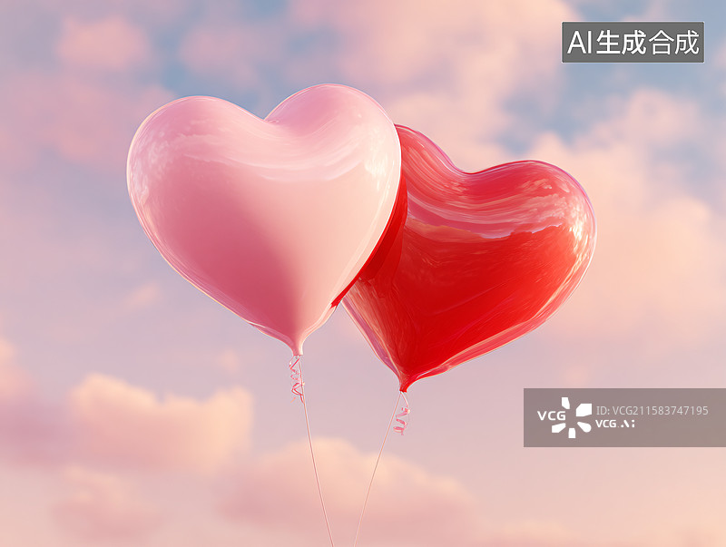 【AI数字艺术】心形气球的浪漫告白图片素材