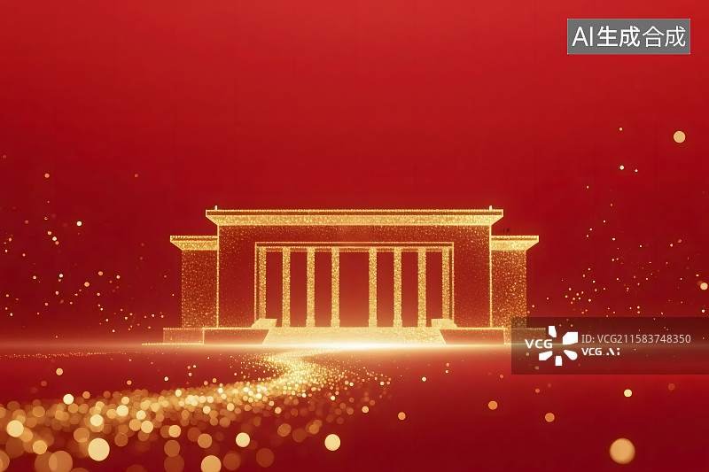 【AI数字艺术】红色背景金色建筑商务图图片素材