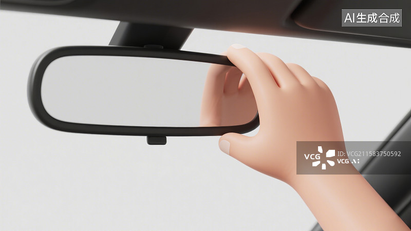 【AI数字艺术】3D三维手势手扶后视镜车镜图片素材