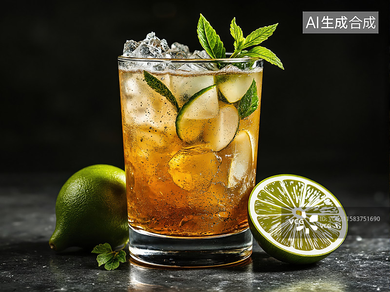 【AI数字艺术】清凉柠檬冰茶图片素材