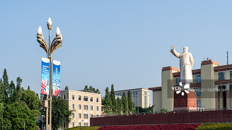 2025成都世界运动会灯杆道旗路旗，第十二届世界运动会灯杆道旗路旗，Chengdu China图片素材