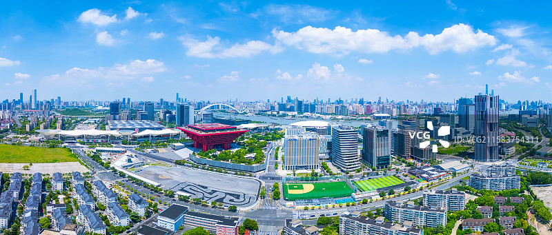 全景航拍上海世博园区图片素材