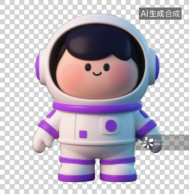 【AI数字艺术】3D三维卡通穿着宇航服的宇航员航天员元素图片素材