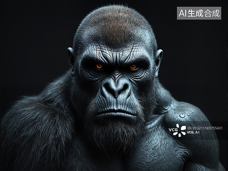 【AI数字艺术】猩猩凝视深邃图片素材