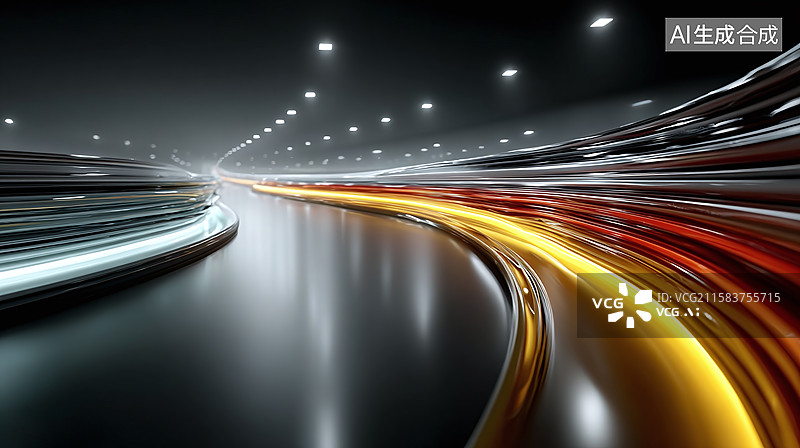 【AI数字艺术】速度感科技光线线条，汽车广告背景图，隧道图片素材
