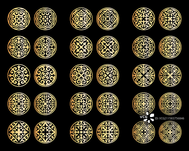 哈萨克装饰品系列4金色图片素材