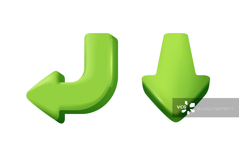 带有弯曲方向的3D箭头图标贴纸图片素材