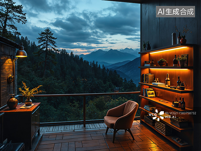 【AI数字艺术】山间静谧夜景图片素材