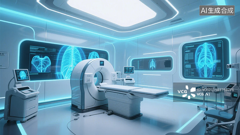 【AI数字艺术】未来医疗室内的高科技影像设备图片素材
