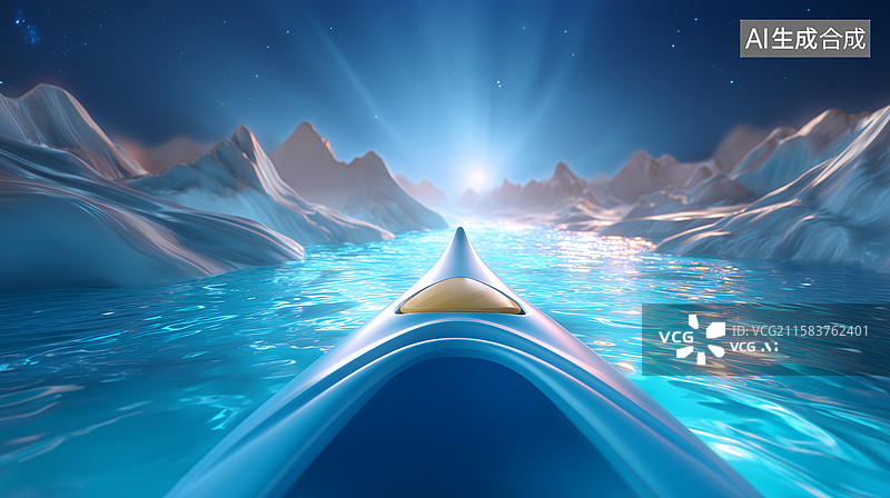 【AI数字艺术】户外皮划艇山水风景插画图片素材