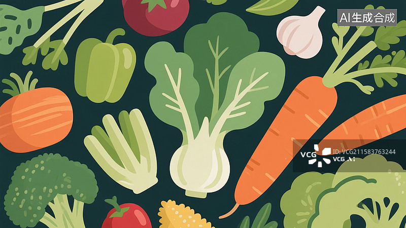 【AI数字艺术】多彩蔬菜图案背景图片素材