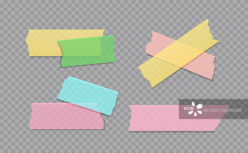 撕裂的透明胶带条套装图片素材