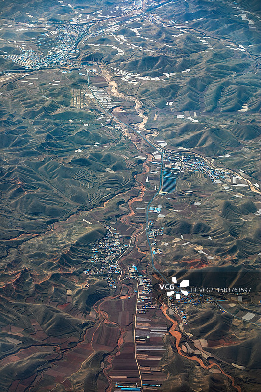 鸟瞰湟水河边图片素材