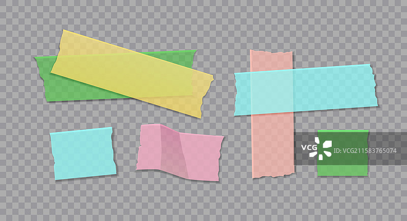 撕裂的透明胶带条套装图片素材