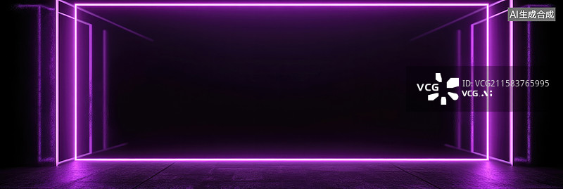 【AI数字艺术】未来派5G科技抽象数字屏幕配以发光紫色赛博朋克边框商业背景信息展示板夜店图片素材