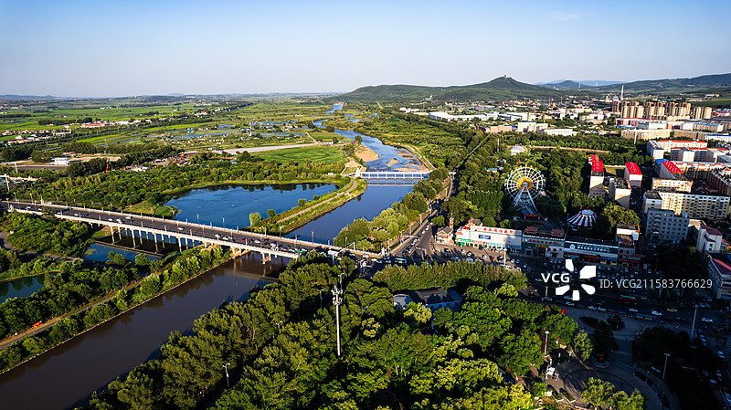 鸡西 穆棱河公园 航拍图片素材