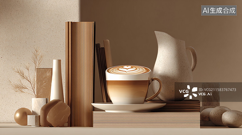 【AI数字艺术】咖啡拉花冲泡场景图图片素材