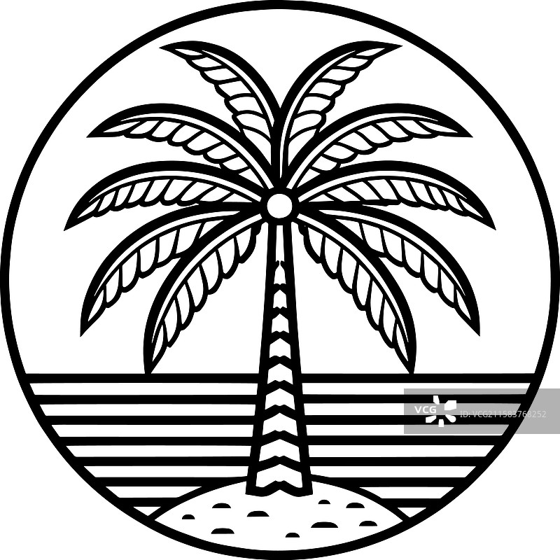 棕榈树图标线条艺术图像图片素材