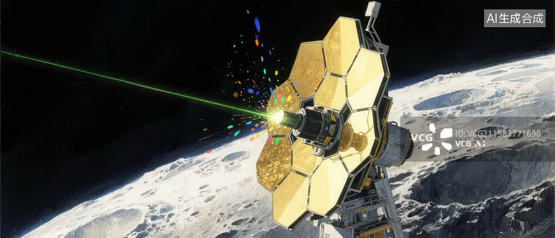 【AI数字艺术】太空望远镜在月球轨道上观测图片素材