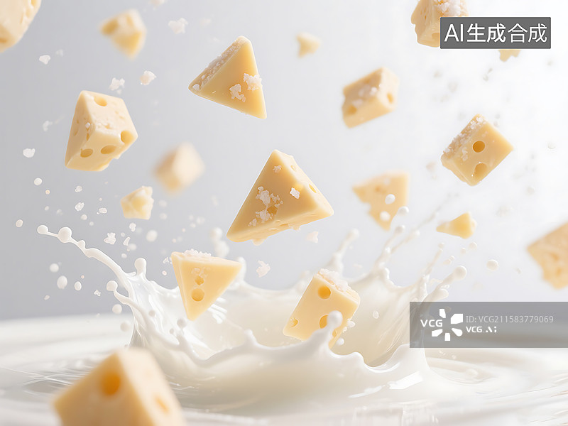 【AI数字艺术】海盐 芝士 乳酪 干酪 奶酪棒 牛奶 酸奶 布丁图片素材