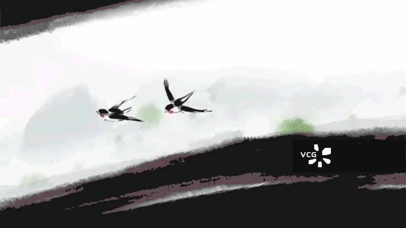 水墨 中国画 燕子 山水图片素材