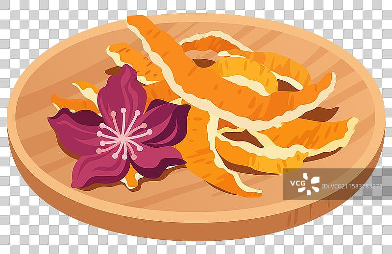 木盘里的陈皮插画素材图片素材